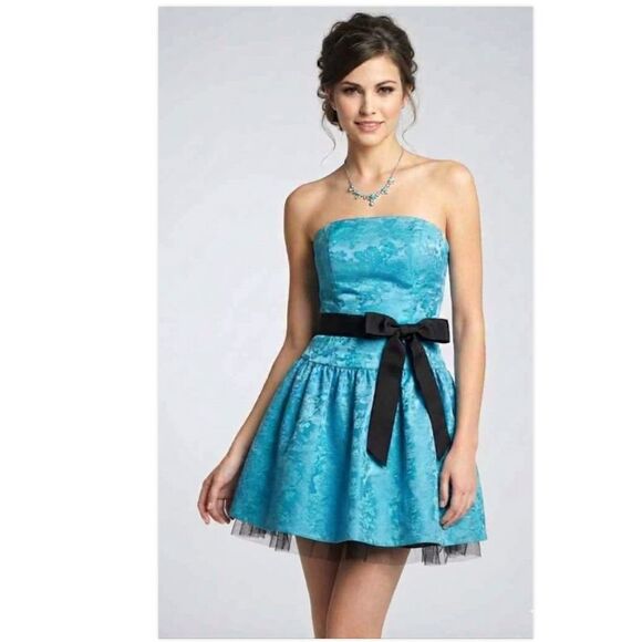 Jessica McClintock Dresses & Skirts - Y2K VTG Jessica McClintock Gunne Sax Aqua Teal Floral Mini Prom Dress 3 XXS